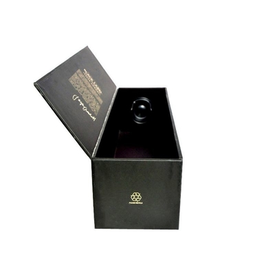 صناديق تغليف زجاجة النبيذ الأسود مع نقش نقش رقائق الذهب بطباعة الأشعة فوق البنفسجية